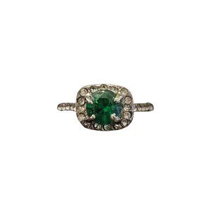 Elegant Women’s Sterling Silver Plated Zircon Bridal Wedding Ring‎ Green CZ Size